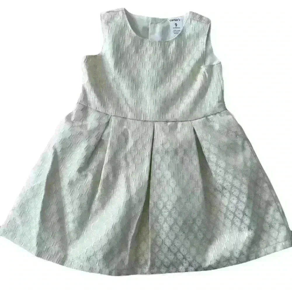 NWOT Carter’s Baby Girl Fancy Formal Dress Ivory Gold Floral 9 Months